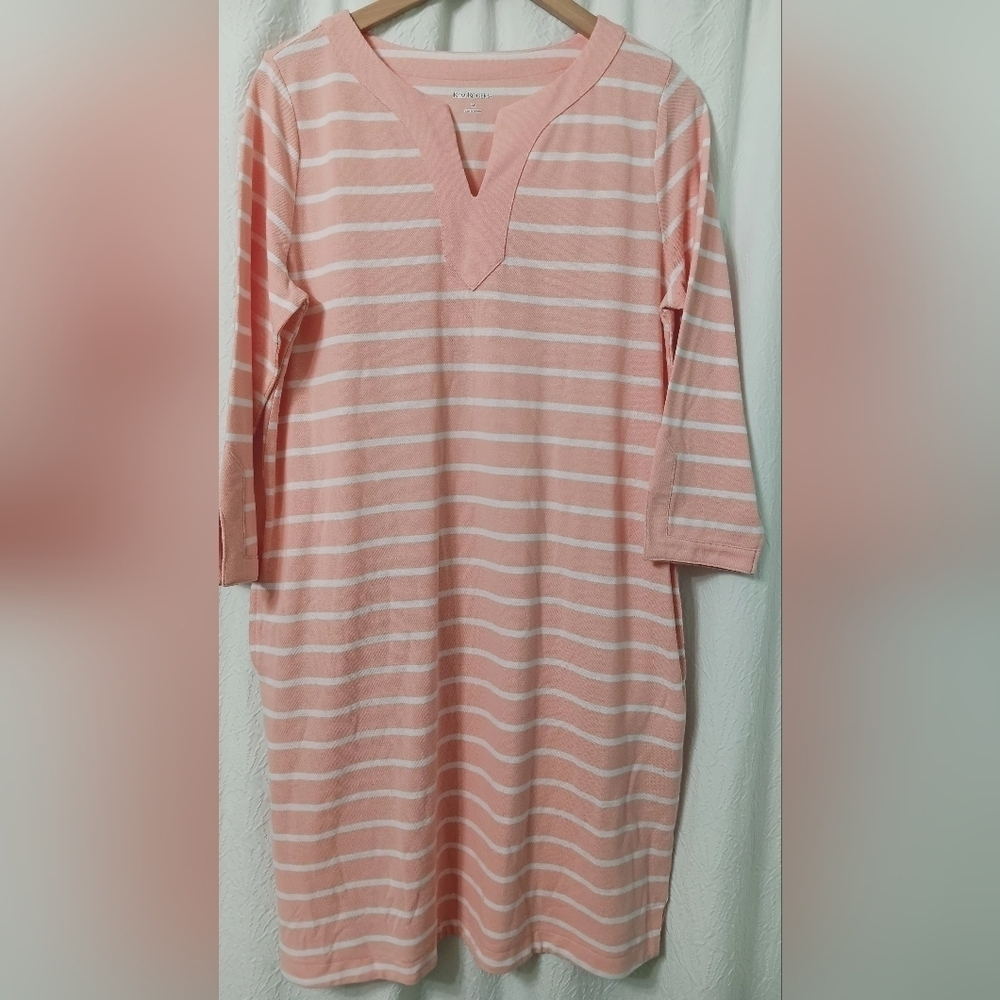 NWT Kim Rogers  Striped Midi Dress With Pockets